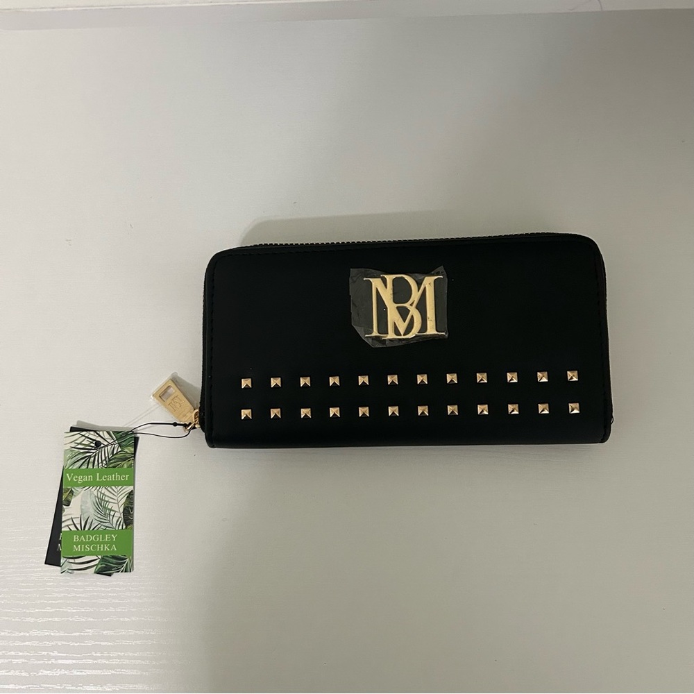 Badgley Mischka Black Wallet with Gold Accents NWT